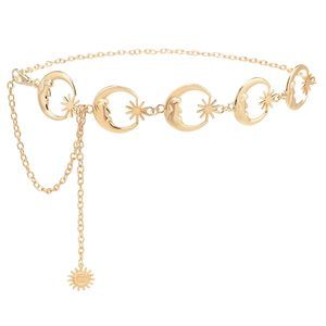 Chain Belt For Women Girls Sun Moon Western Metal Waist Chain, Adjustable🐤
